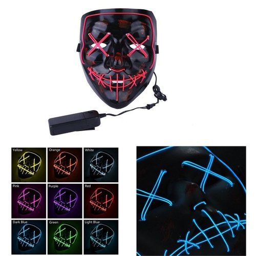 Cyberpunk EL Wire LED Mask – Ice Blue Luminous Festival Mask - Image 4